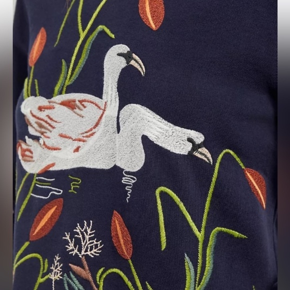 Anthropologie Maeve Swan Lake Embroidered Sweatshirt Size XS - Picture 3 of 5